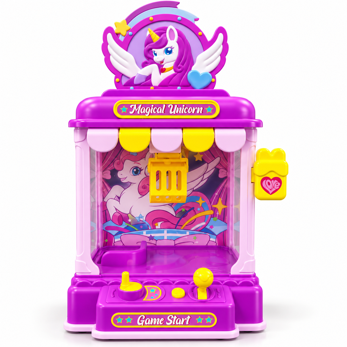 Woucmuy Unicorn Claw Machine for Kids, Mini Candy Grabber Vending Machine with Sound, 20 Mini Plush Toys, Interactive Arcade Game Toy for Girls Boys Ages 3-8, Indoor Birthday Party Gift-Purple