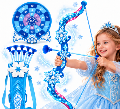 Woucmuy Kids Bow and Arrow Set with LED Lights, Princess Archery Toy with 8 Suction Cup Arrows & Target, Indoor Outdoor Toy Gift for Girls Ages 3-12 (Blue)