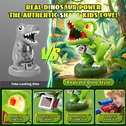 Woucmuy Dinosaur Shooting Toy Set for Kids, 2 Pack Launchers with Lights, Sound Effects & LCD Score, Interactive Target Game Gift for Boys Ages 3-12