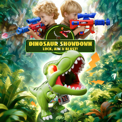 Woucmuy Dinosaur Shooting Toy Set for Kids, 2 Pack Launchers with Lights, Sound Effects & LCD Score, Interactive Target Game Gift for Boys Ages 3-12