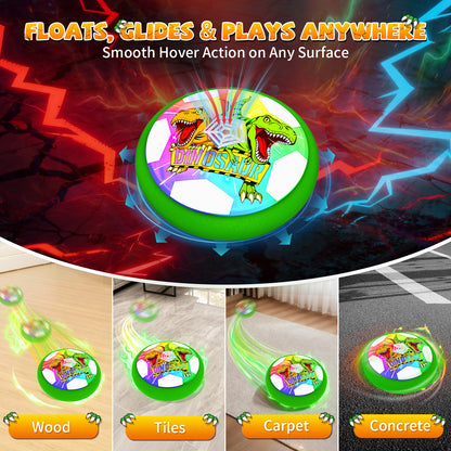 Woucmuy Hover Soccer Ball with LED Lights and Foam Bumper, Dinosaur Air Floating Football Toy for Kids Ages 3-12, 1-Piece Indoor Outdoor Birthday Gift