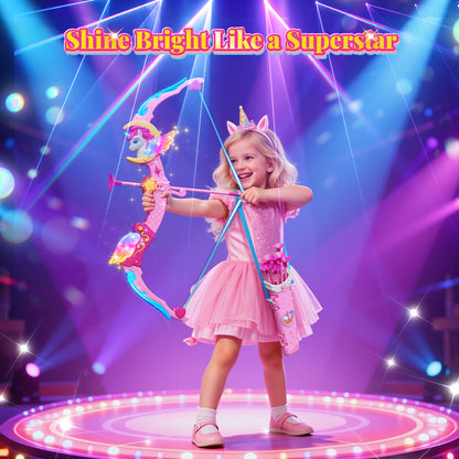 Woucmuy Kids Bow and Arrow Set with LED Lights, Unicorn Archery Toy with 8 Suction Cup Arrows & Target, Indoor Outdoor Toy Gift for Girls Ages 3-12