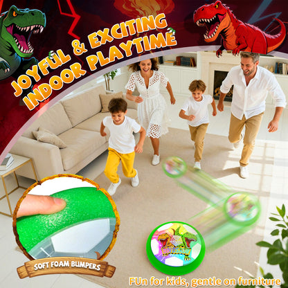 Woucmuy Hover Soccer Ball with LED Lights and Foam Bumper, Dinosaur Air Floating Football Toy for Kids Ages 3-12, 1-Piece Indoor Outdoor Birthday Gift