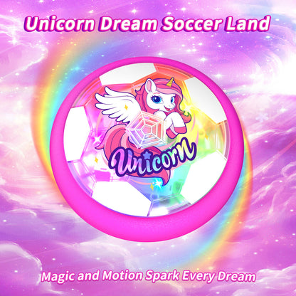 Woucmuy Unicorn Hover Soccer Ball, Light Up Indoor Soccer Toy with LED Lights & Foam Bumper, 1-Pack Air Floating Football Indoor Outdoor Toy for Kids Age 3-12