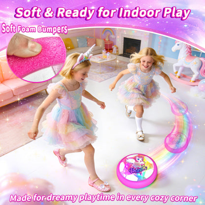 Woucmuy Unicorn Hover Soccer Ball, Light Up Indoor Soccer Toy with LED Lights & Foam Bumper, 1-Pack Air Floating Football Indoor Outdoor Toy for Kids Age 3-12
