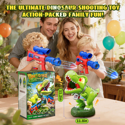 Woucmuy Dinosaur Shooting Toy Set for Kids, 2 Pack Launchers with Lights, Sound Effects & LCD Score, Interactive Target Game Gift for Boys Ages 3-12